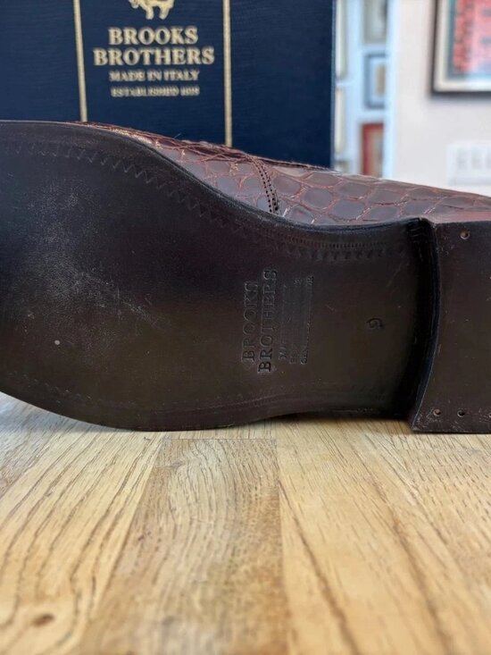 Brooks Brothers Special Edition Mens Genuine Alligator Shoes Loafers 9D NIB main image 8